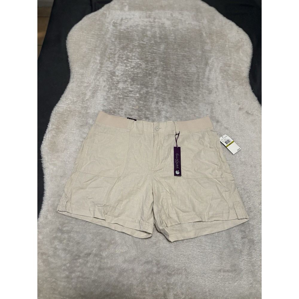 New Gloria Vanderbilt Sydney Knit Cream Linen‎ Blend Shorts Size 14 Bottoms NWT